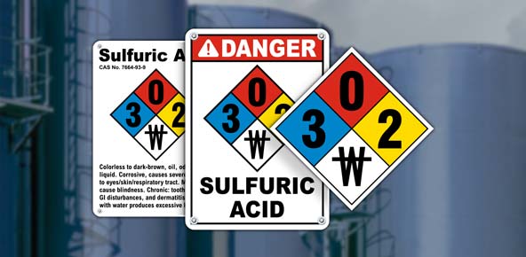 NFPA 704 Sulfuric Acid Signs